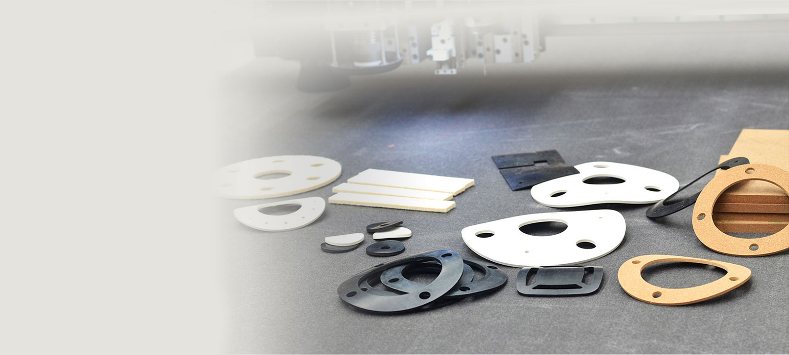 Range of industrial gaskets including rubber, PTFE, and graphite types