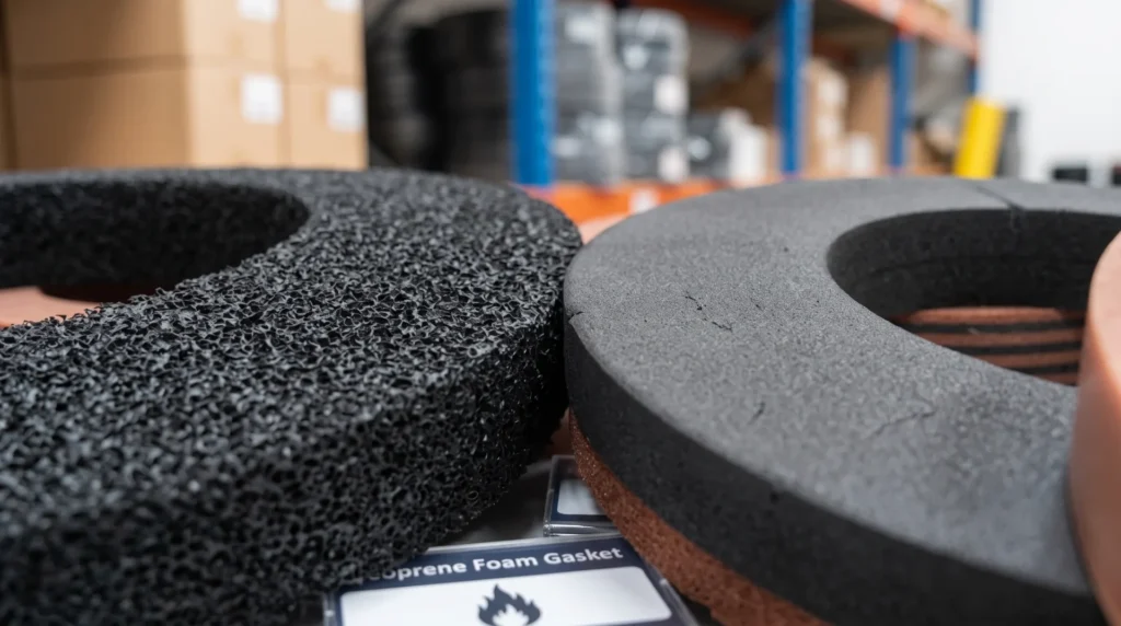 Detailed view of black EPDM foam rings, highlighting their smooth surface and round design.